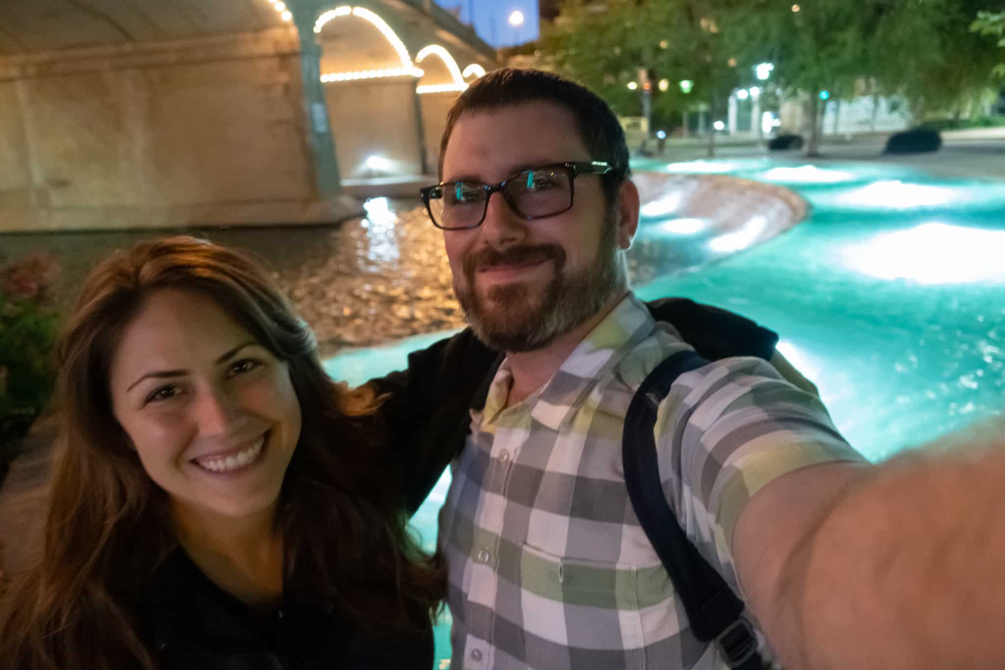 Cindy and Barrett at World's Fair Park in Knoxville, Tennessee