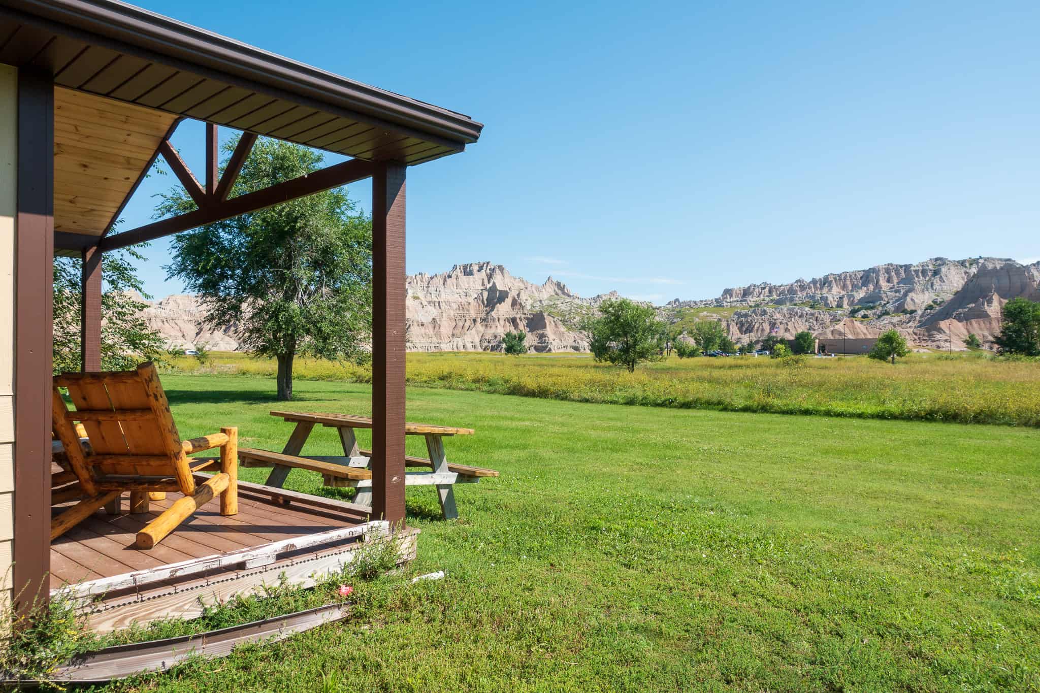 Backyard of Cedar Pass Lodge Cabin in the Badlands