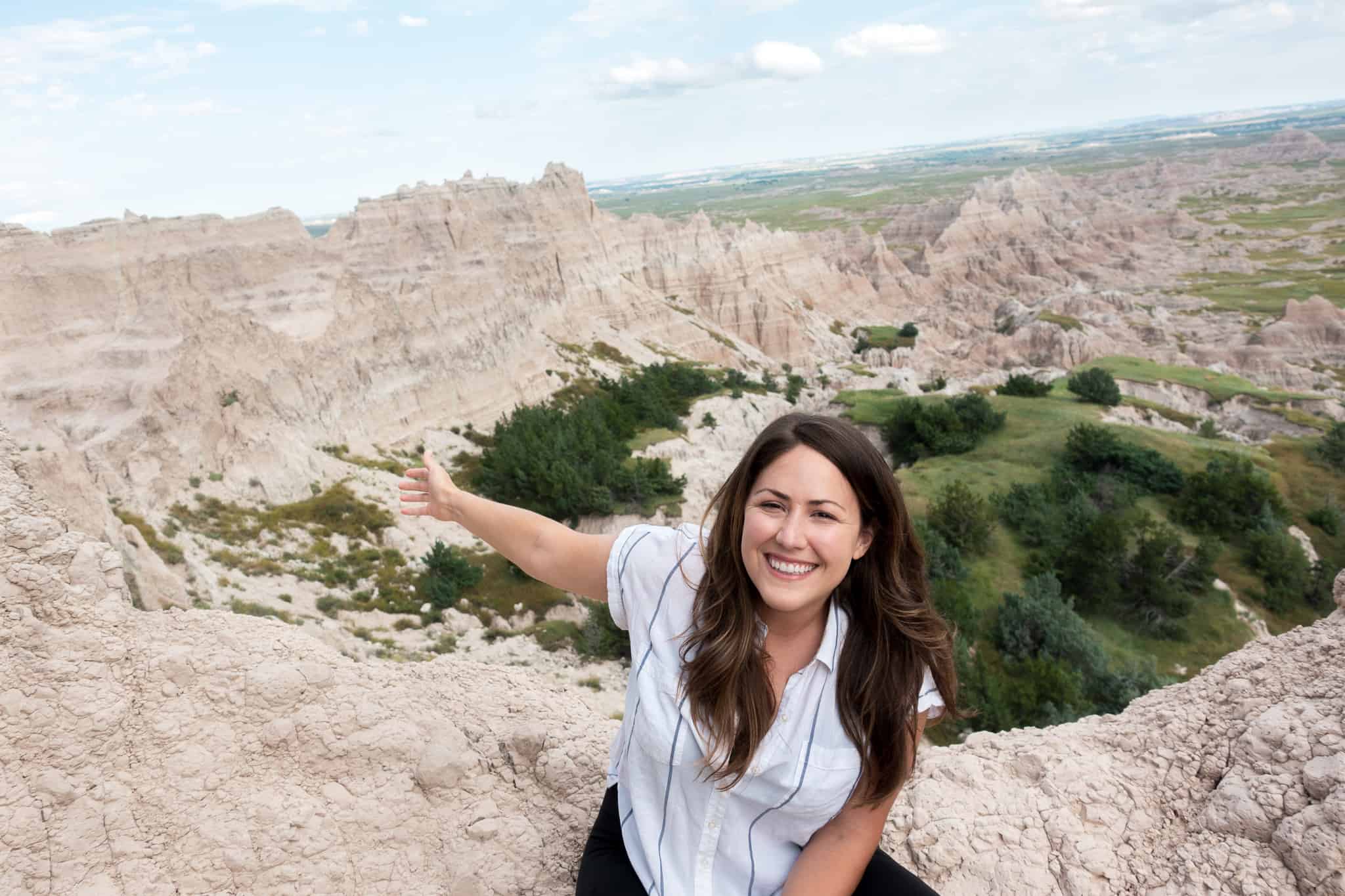 Cindy on Left Side of Notch Trail in Badlands National Park