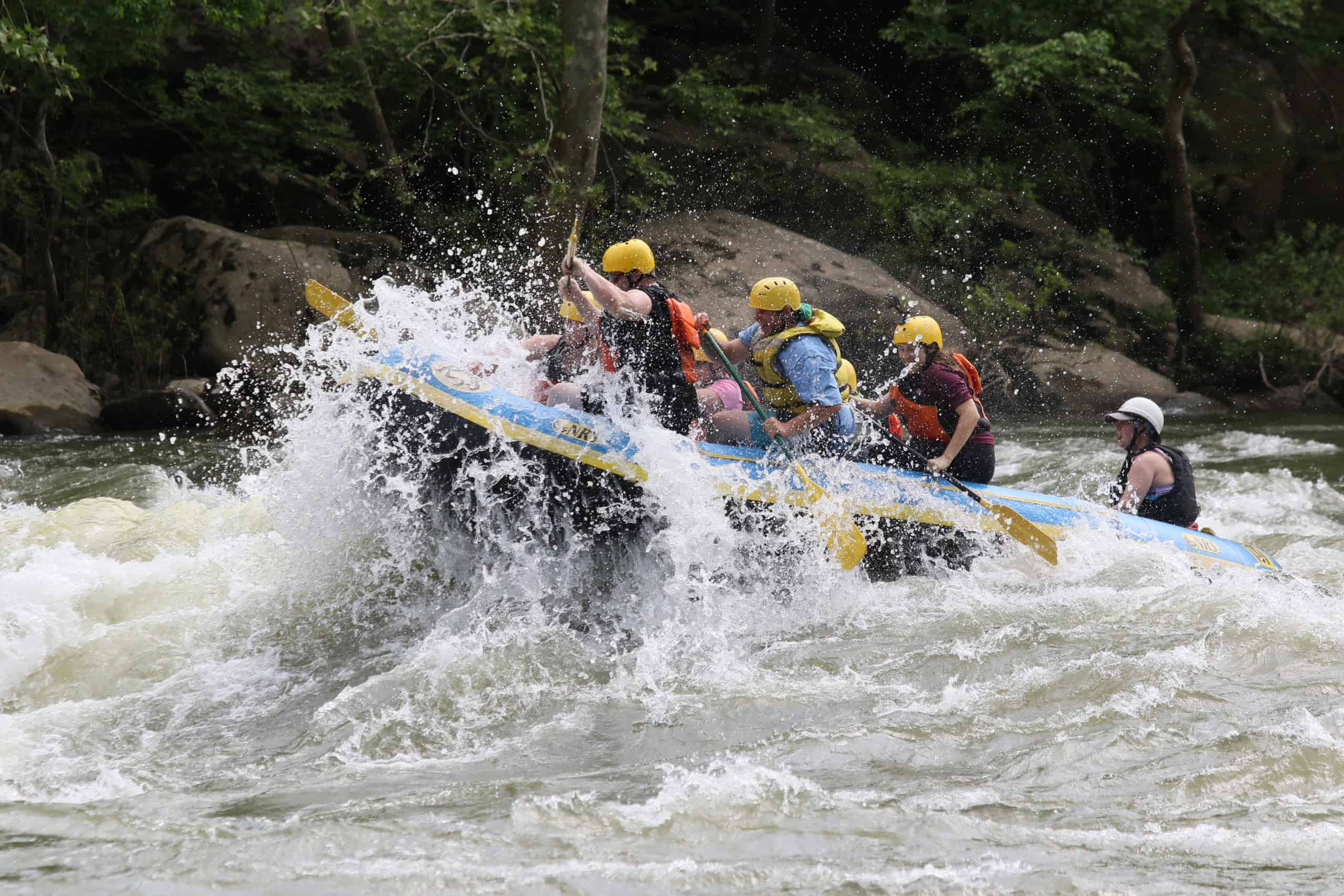 Cindy rafting on the New River