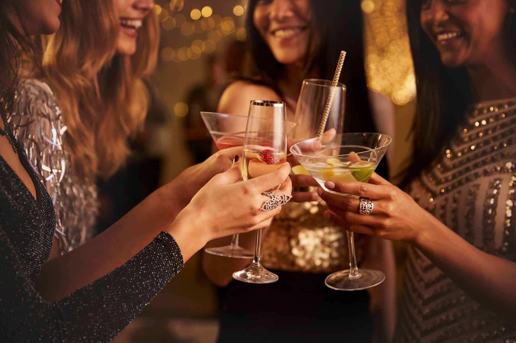 Ladies cheersing at a Bachelorette Party