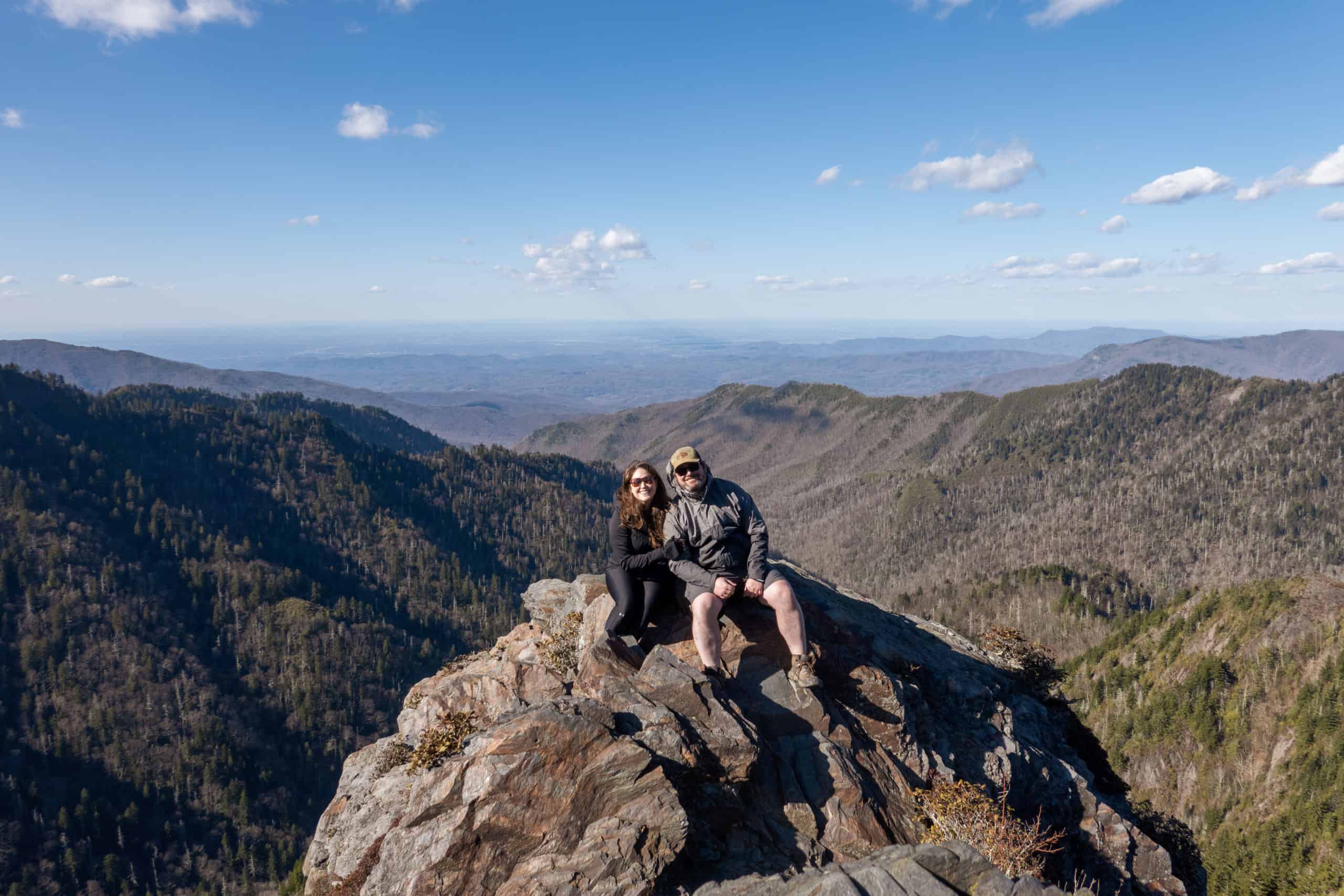 Cindy and Barrett at Charlies Bunion part of the Great Smoky Mountains Itinerary