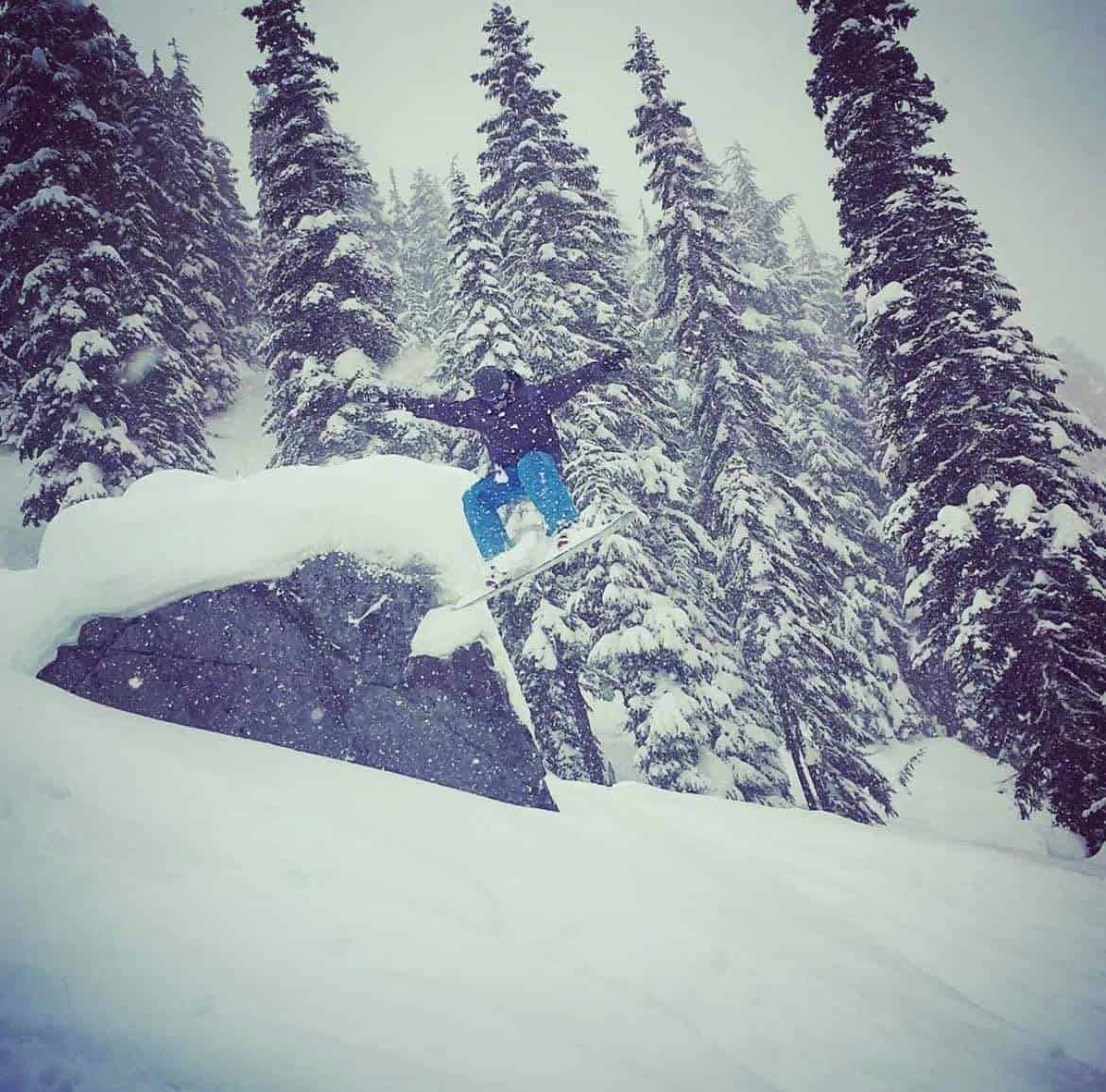 Tom Potter, snowboarding in Leavenworth, Washington.