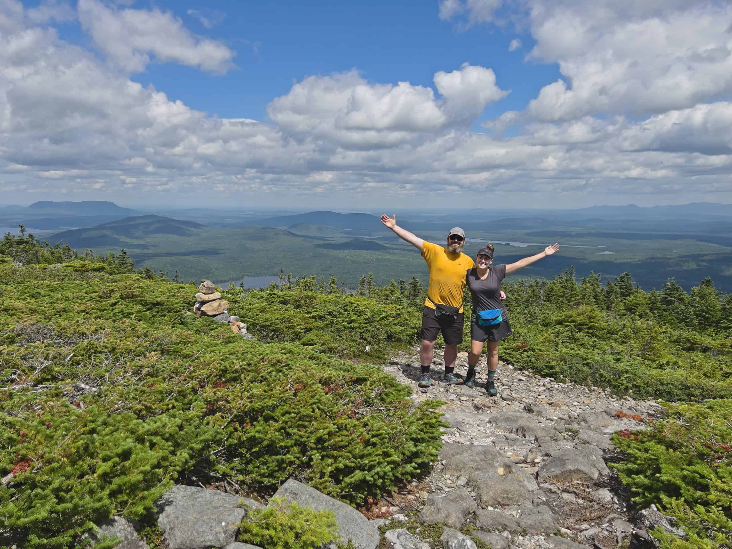 Cindy and Barrett are wearing OR Echo Hiker Shirts from the Appalachian Trail gear list