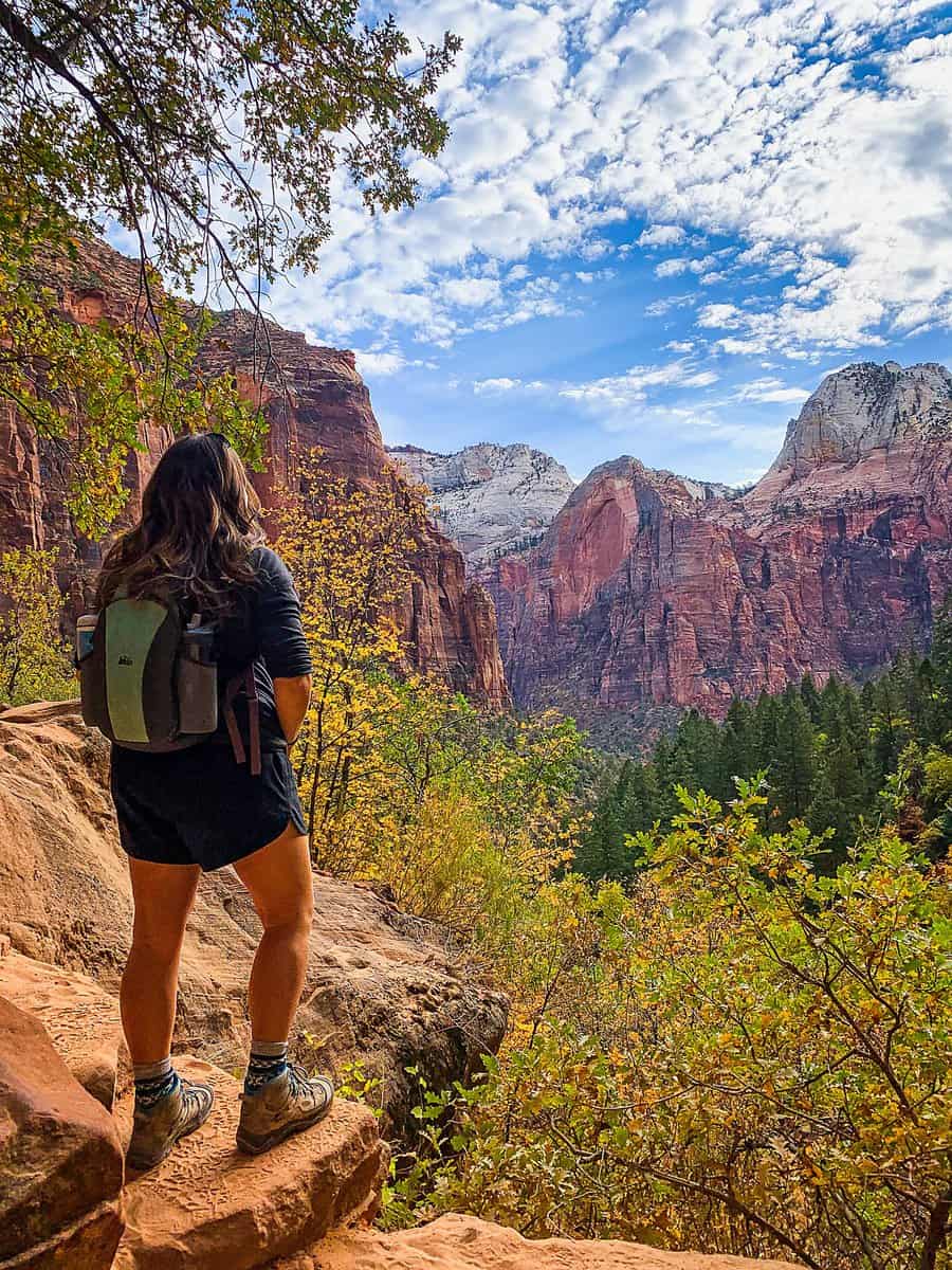 Cindy wearing her daypack at Zion National Park