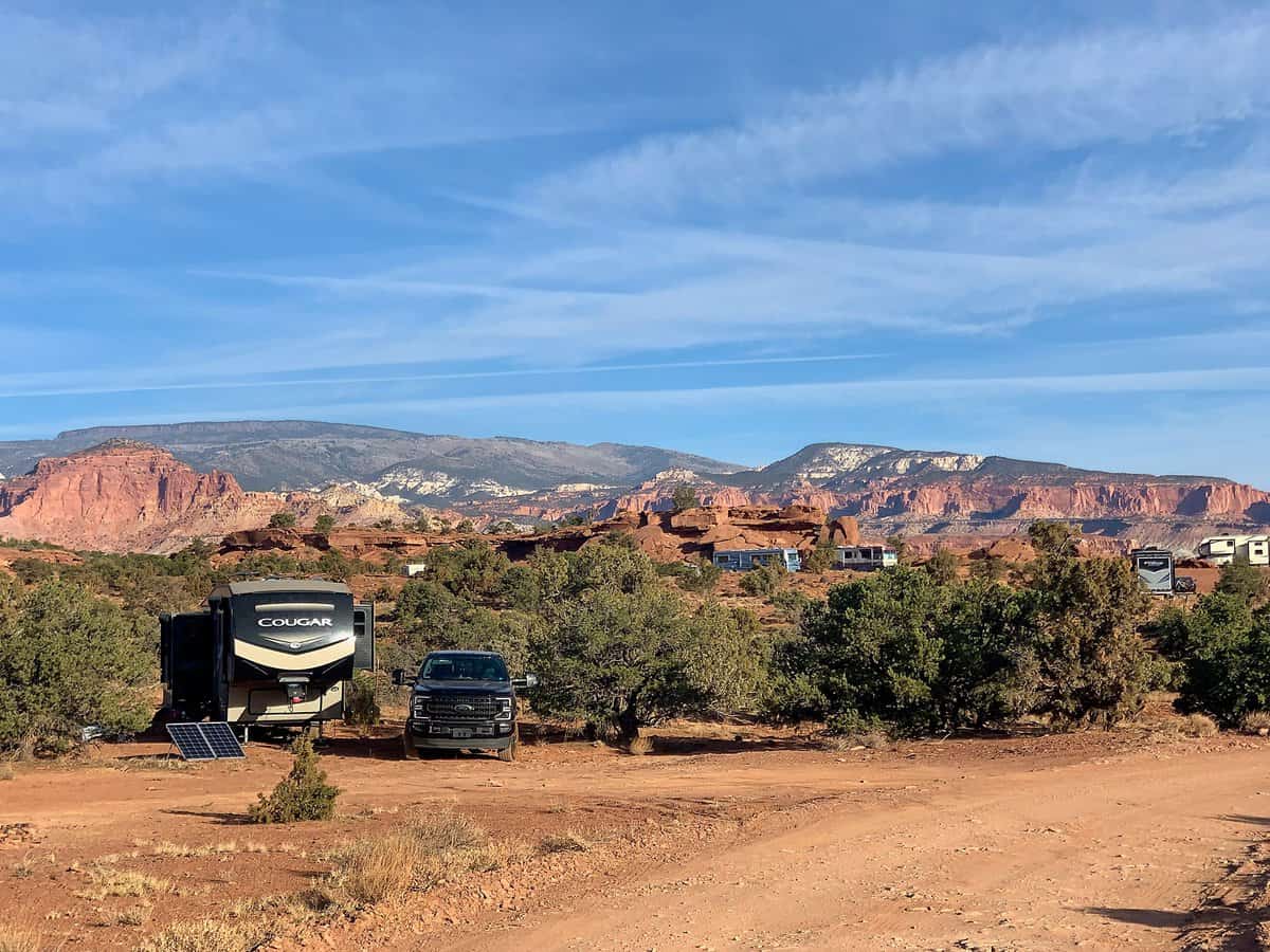 Cindy boondocking outside Capitol Reef National Park